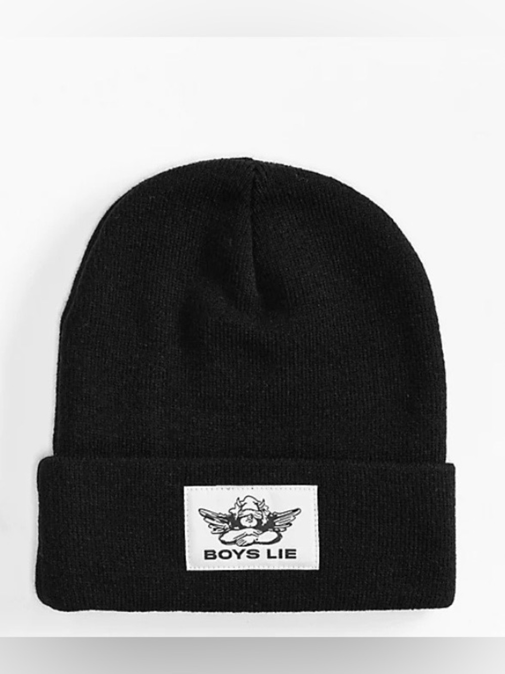 BOYS LIE Black Beanie with Logo Patch